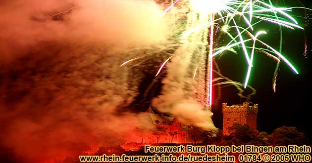 Feuerwerk von Burg Klopp bei Bingen am Rhein, 1784  WHO
