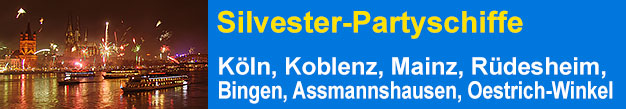 Silvester-Partyschiffe Kln, Koblenz, Mainz, Rdesheim, Bingen, Assmannshausen, Oestrich-Winkel