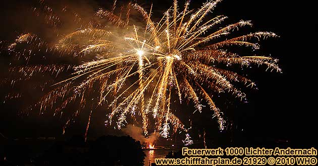 Schifffahrt zum Feuerwerk Fest der 1000 Lichter in Andernach am Rhein