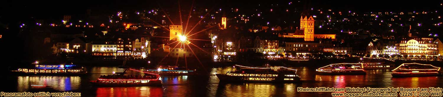 Rheinschifffahrt zur Leuchtenden Nacht am Mittelrhein bei Boppard am Rhein
