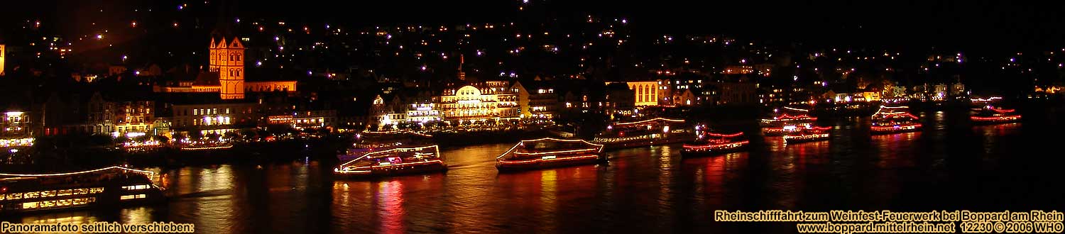 Rheinschifffahrt zur Leuchtenden Nacht am Mittelrhein bei Boppard am Rhein