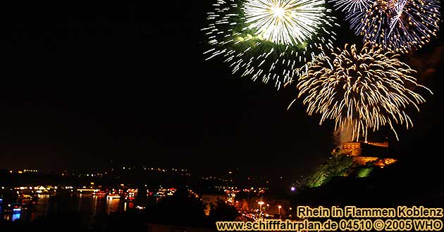 Rhein in Flammen Koblenz, Abschlussfeuerwerk von der Festung Ehrenbreitstein