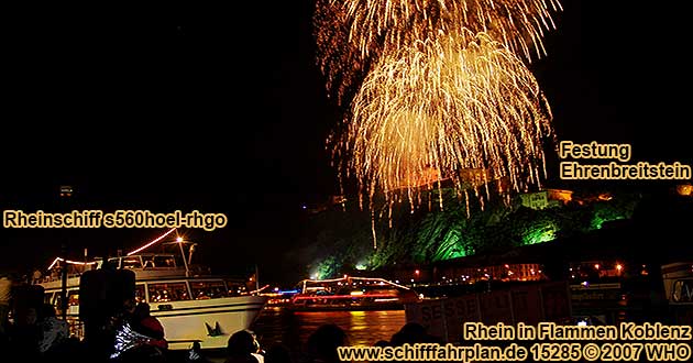 Rhein in Flammen Koblenz, Abschlussfeuerwerk von der Festung Ehrenbreitstein