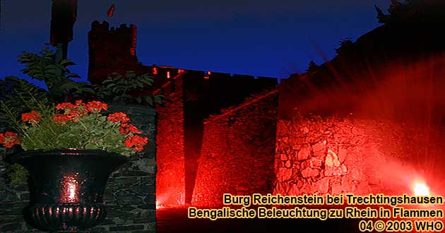 Burg Reichenstein, Begalische Beleuchtung Rhein in Flammen Rdesheim