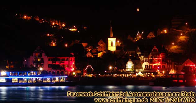 Feuerwerk-Schifffahrt bei Assmannshausen am Rhein