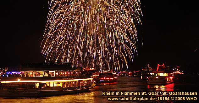 Rheinschifffahrt Feuerwerk Rhein in Flammen St. Goar / St. Goarshausen